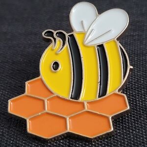 Bee On Honeycomb Enamel Pin